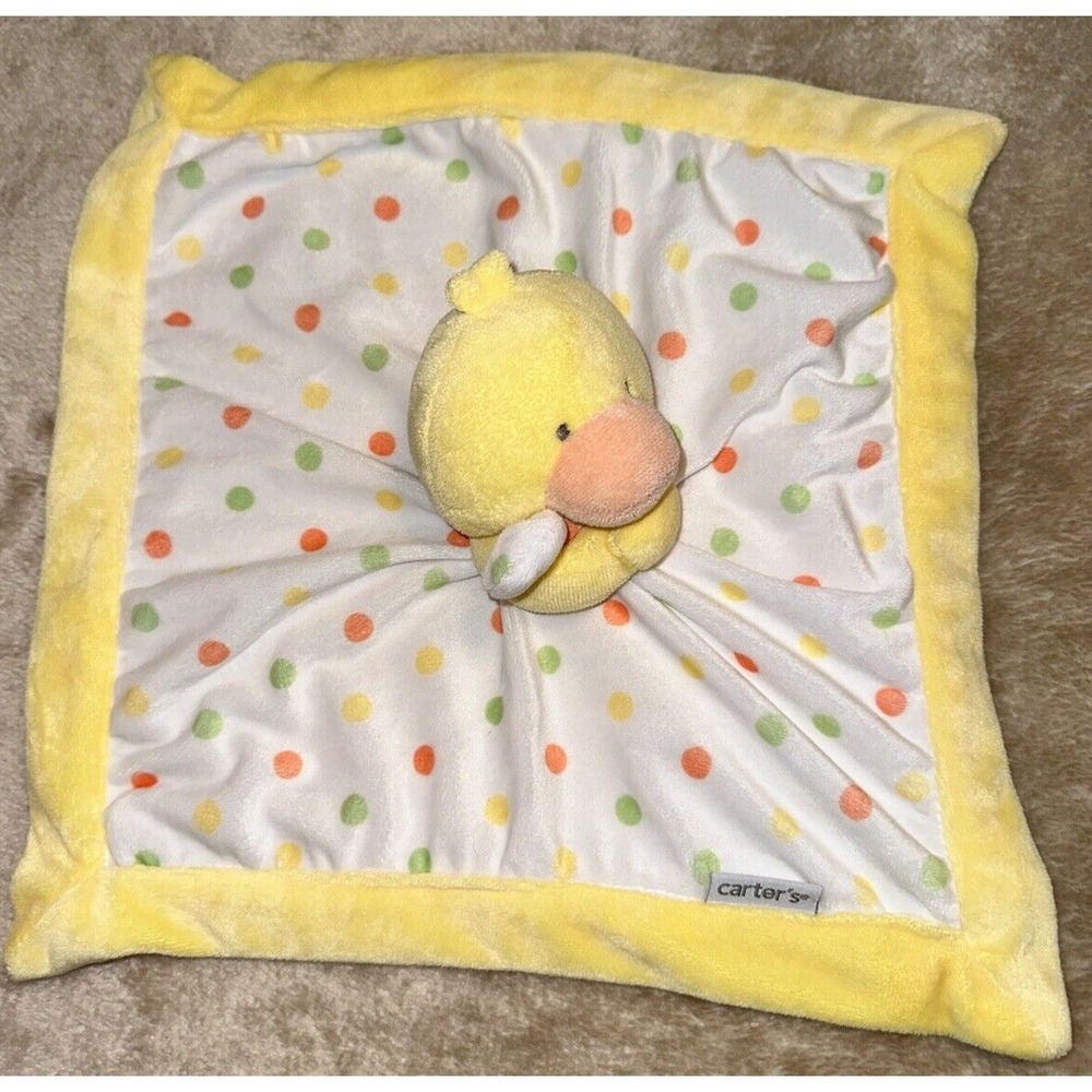 Carters Lovey Duck Security Blanket Yellow Polka Dot